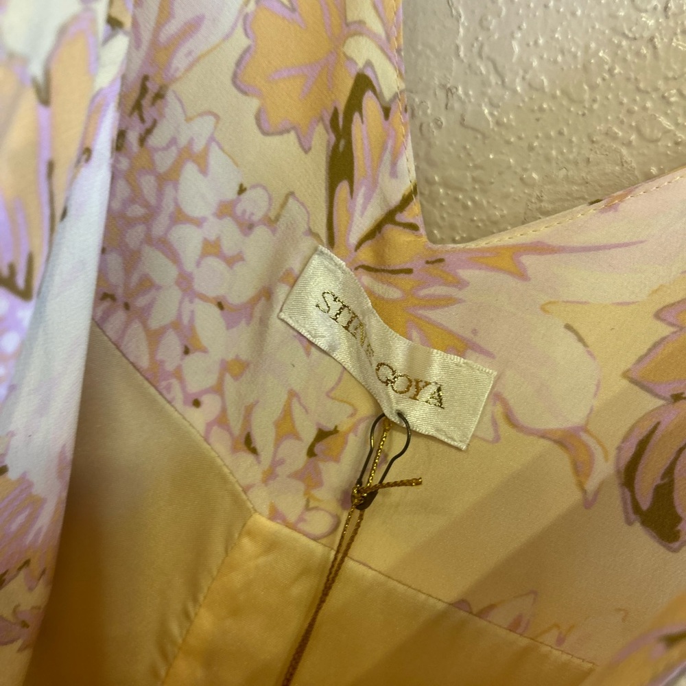 NWT Stine Goya Floral Gianna Dress Peach Pink SILK Size XL - Picture 4 of 9